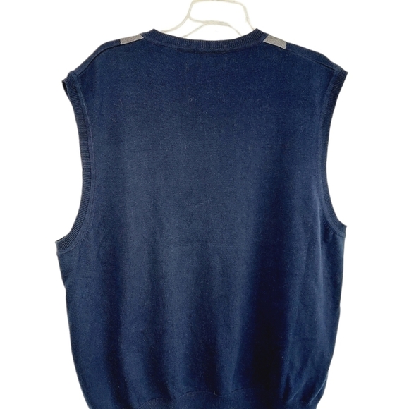 AXIST Sweater Vest Argyle XXL Navy Blue Gray 100% Cotton Classic Preppy EUC - Picture 5 of 10